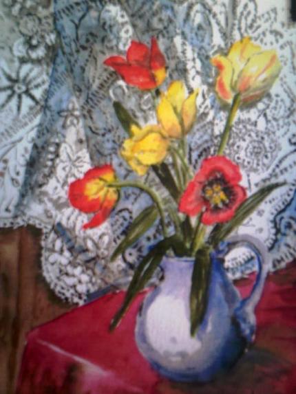 Tulips and lace by Gwen Anderson