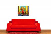 Sunflowers in a Red Vase