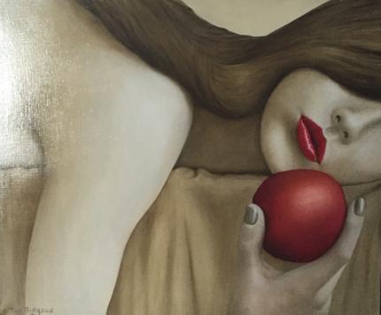 Eve contemplating apple