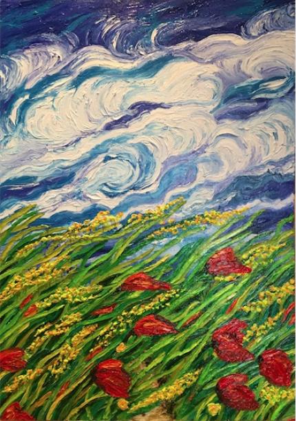 Windy Meadow ( Finger Painting)