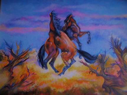 Fighting Horses in the desert